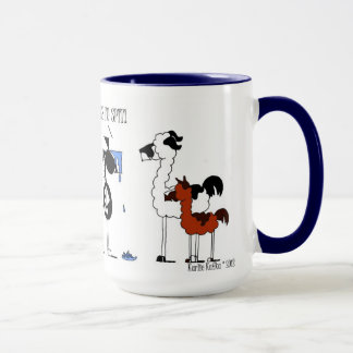 Lustiger Pferde-u. Lama-Cartoon Tasse