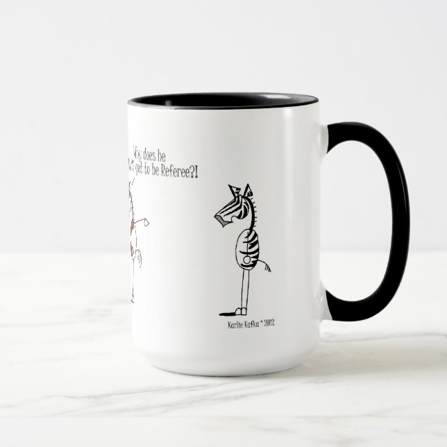 Lustiger Pferde-u. Zebra-Fußball-Cartoon Tasse (Rechts)