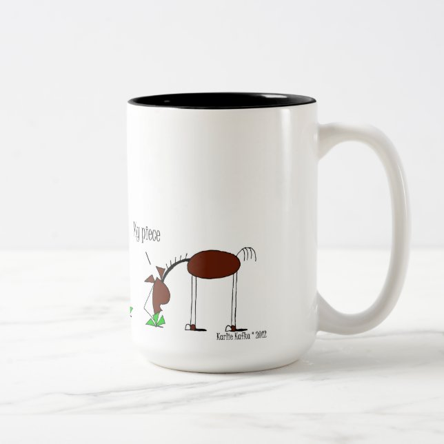 Lustiger PferdeCartoon Zweifarbige Tasse (Rechts)
