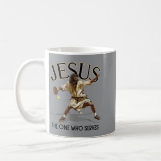Lustiger Pickleball Jesus, der, der serviert Kaffeetasse