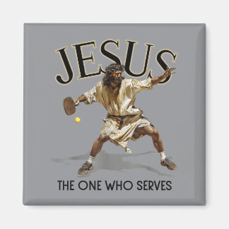Lustiger Pickleball Jesus, der, der serviert Magnet