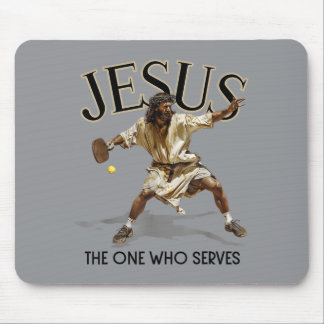 Lustiger Pickleball Jesus, der, der serviert Mousepad