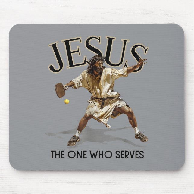 Lustiger Pickleball Jesus, der, der serviert Mousepad (Vorne)