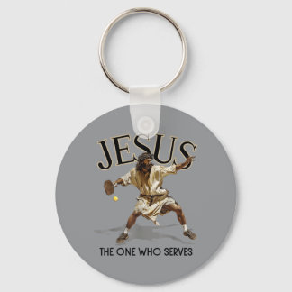 Lustiger Pickleball Jesus Der, der serviert Schlüsselanhänger