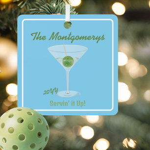 Lustiger Pickleball Martini Serviert ihn auf Ornament Aus Metall