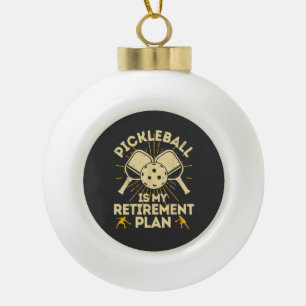 Lustiger Pickleball Mein Rentenplan Vintage Keramik Kugel-Ornament