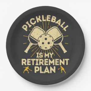 Lustiger Pickleball Mein Rentenplan Vintage Pappteller