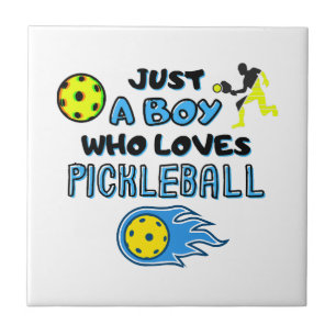 Lustiger Pickleball-Spieler Nur Ein Junge Der Pick Fliese