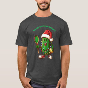 Lustiger Pickleball-Spieler Weihnachtsmann Pickle- T-Shirt