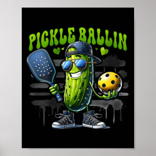 Lustiger Pickleball-Spielerinnen-Paddleball-Pickle Poster