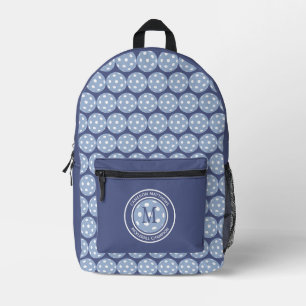 Lustiger Pickleball-Sport-Zitat-Name-Initial Blau Bedruckter Rucksack