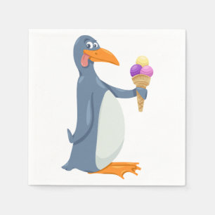 Lustiger Pinguin mit Eiscreme-Papierservietten Serviette