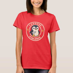 Lustiger Pinguin mit Messer Ich wähle Gewalt Meme T-Shirt