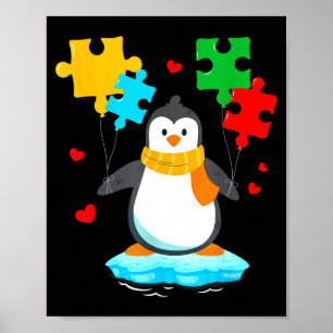 Lustiger Pinguin-Puzzle Autismus-Bewusstseinsmonat Poster