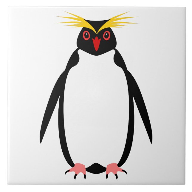 Lustiger Pinguin Rockhopper oder Macaroni Fliese (Vorderseite)