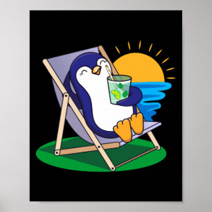 Lustiger Pinguin Vogel Sommer Saison Strand Gesche Poster
