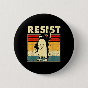 Lustiger Pinguin widersteht coolen Pinguinen Vinta Button