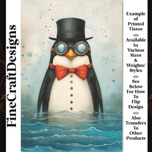 Lustiger Pinguin, Zylinder, Fliege, Meer CG4 Dekou Seidenpapier