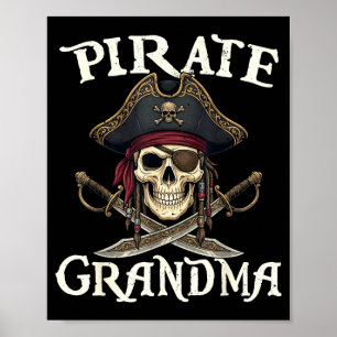 Lustiger Pirat Oma Totenkopf Familie passendes Kos Poster