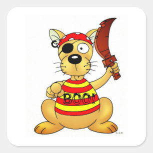 Lustiger Piratenhund mit Spielzeugschwert Quadratischer Aufkleber
