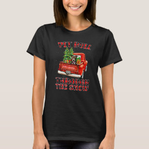 Lustiger Pit Bull Durch Den Schnee Weihnachts-Lkw T-Shirt