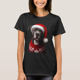 Lustiger Pit Bull mit Santa-Hut Weihnachten Xmas H T-Shirt