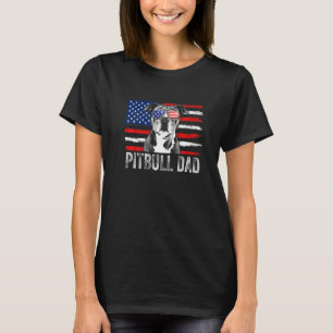 Lustiger Pit Bull Papa Amerikanische Flagge 4. Jul T-Shirt