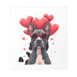 Lustiger Pitbull Herz Valentinstag Hund Papa Mama Notizblock