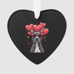 Lustiger Pitbull Herz Valentinstag Hund Papa Mama  Ornament