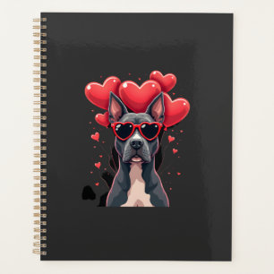 Lustiger Pitbull Herz Valentinstag Hund Papa Mama Planer