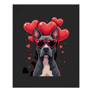 Lustiger Pitbull Herz Valentinstag Hund Papa Mama  Poster