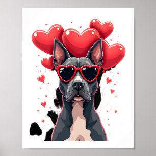 Lustiger Pitbull Herz Valentinstag Hund Papa Mama Poster