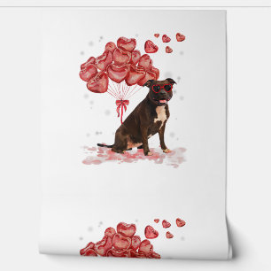 Lustiger Pitbull Herz Valentinstag Hund Papa Mama Tapete