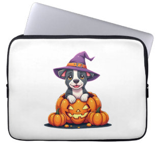 Lustiger Pitbull Hexen-Kürbis-Hund Halloween Männe Laptopschutzhülle