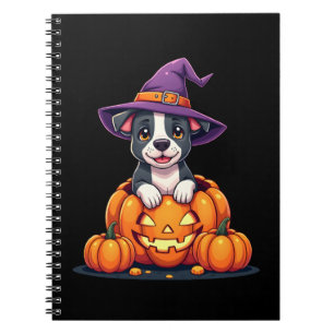 Lustiger Pitbull Hexen-Kürbis-Hund Halloween Männe Notizblock