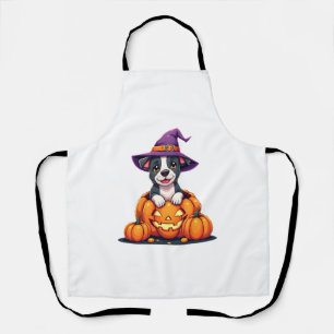 Lustiger Pitbull Hexen-Kürbis-Hund Halloween Männe Schürze