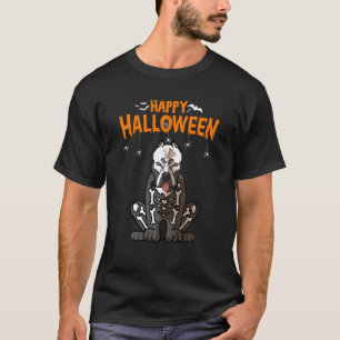 Lustiger Pitbull-Skelett-Kostüm-Hund Halloween T-Shirt