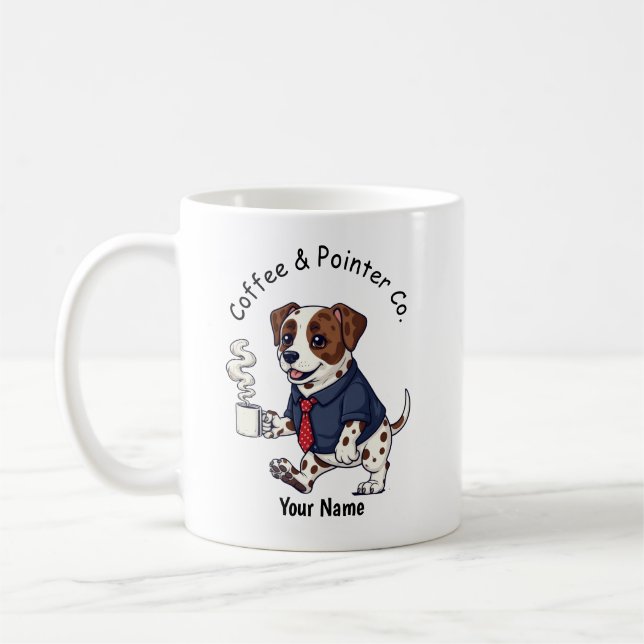 Lustiger Pointer-Hund-Geschäftsanzug-Kaffee  Kaffeetasse (Links)