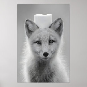Lustiger Polarfuchs-Badezimmerdruck, Toilettenpapi Poster
