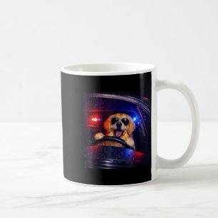 Lustiger Polizeigolden Retriever fährt Auto Hund M Kaffeetasse