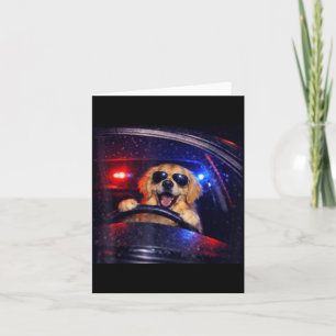 Lustiger Polizeigolden Retriever fährt Auto Hund M Karte