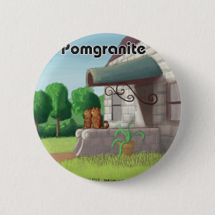 Lustiger Pomeranian auf Granit (Pomegranit) Button