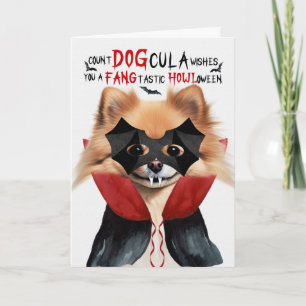 Lustiger Pomeranian-Hund DOGcula Halloween Feiertagskarte