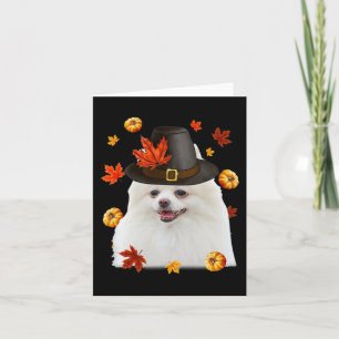 Lustiger Pomeranian-Hund Pilgerhut Herbst Fröhlich Karte