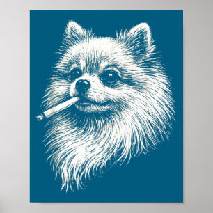 Lustiger Pomeranian-Raucher-Meme-Hund Poster