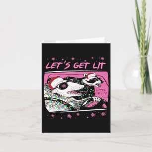 Lustiger Possum Waschbär Lass Uns Müll Straße Rosa Karte