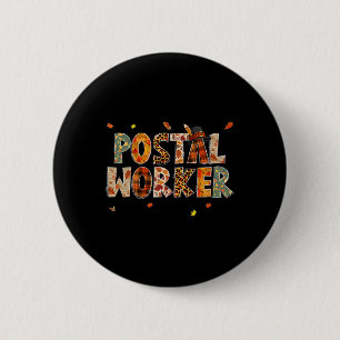 Lustiger Postmitarbeiter-Kürbis-Herbstbaum fällt B Button