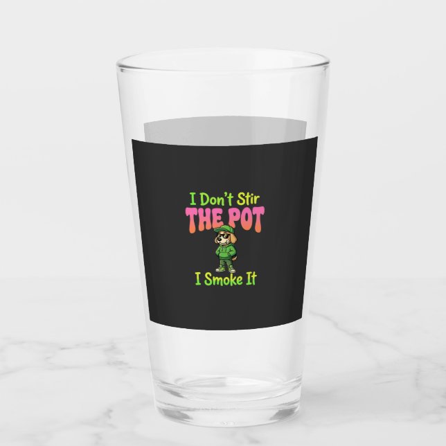 Lustiger Pot-Rauchender Hund Stoner Glas (Vorderseite)