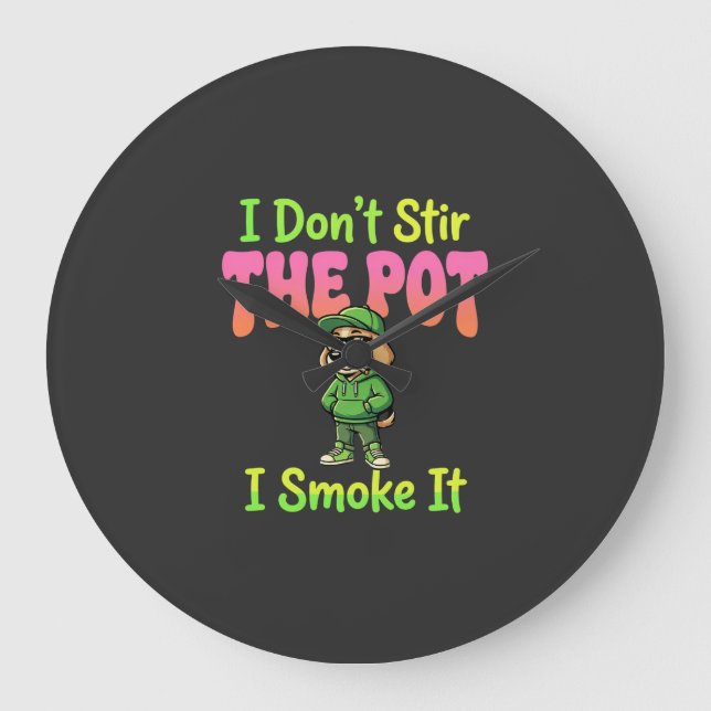 Lustiger Pot-Rauchender Hund Stoner Große Wanduhr (Vorderseite)