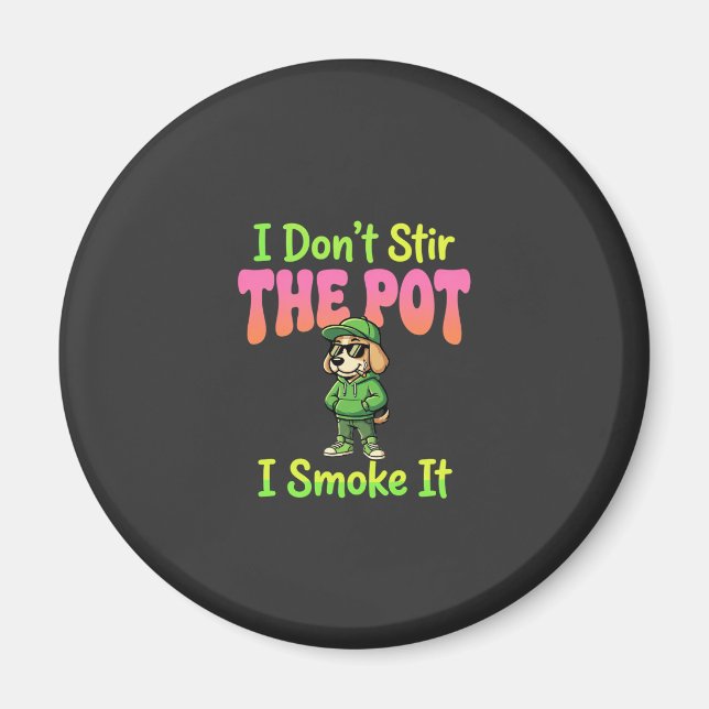 Lustiger Pot-Rauchender Hund Stoner Magnet (Vorne)